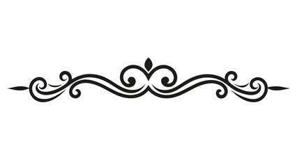 Elegant Decorative Divider Line with Symmetric Ornamental Border, Featuring Floral Motif and Abstract Flourish Filigree Elements