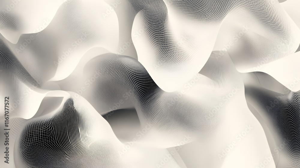 Poster abstract white grayscale wave forms design