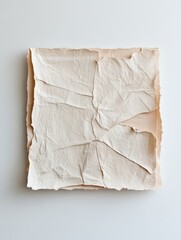 A white paper with a torn edge and a white background