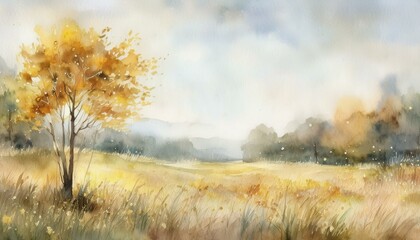 Obraz premium nostalgic autumn landscape illustration