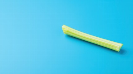 Fototapeta premium Minimalist celery stalk on blue background with soft shadows