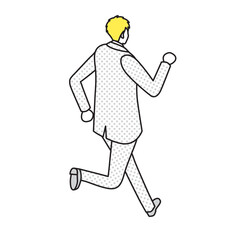 アイソメトリック_スーツ姿で走っている男性の後ろ姿のイラスト