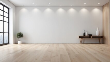 empty modern mock up interior room design and empty white texture wall background