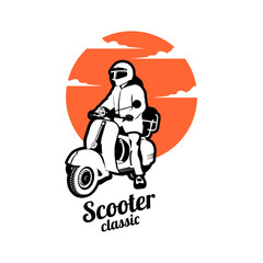 vintage scooter classic illustration