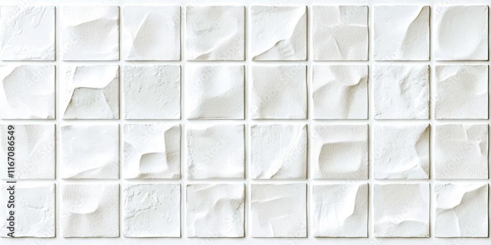 Poster white tile wall with a pattern of squares