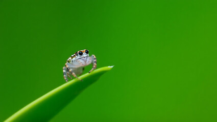 little black spider-racehorse on green clover leaf
