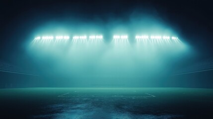 Fototapeta premium A dimly lit stadium with bright floodlights illuminating the field.