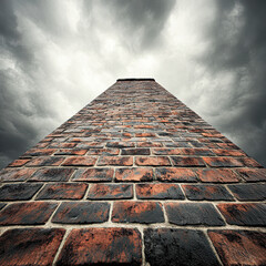 Architectural beauty beneath stormy skies tall chimneys in a dramatic urban scene