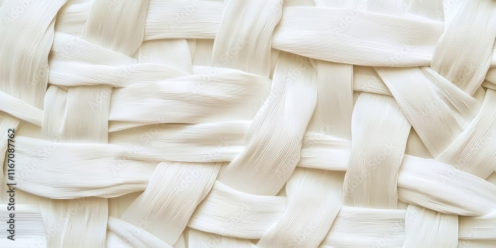Poster white fabric with a bunch of white strings