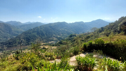 Naklejka premium Mountainous view and rice field (Nature Photography)
