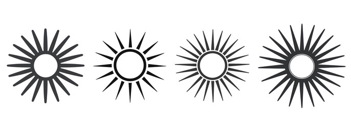 Sun illustrations with varying designs and styles
