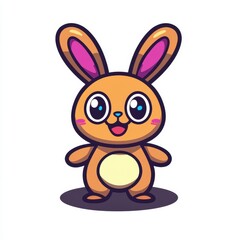 Fototapeta premium Cute Cartoon Bunny with Big Eyes and Cheerful Expression, Perfect for Children's Projects, Illustrations, and Creative Designs Featuring a Playful and Adorable Character