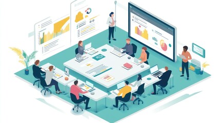 Fototapeta premium Sales Strategy Presentation Isometric Concept