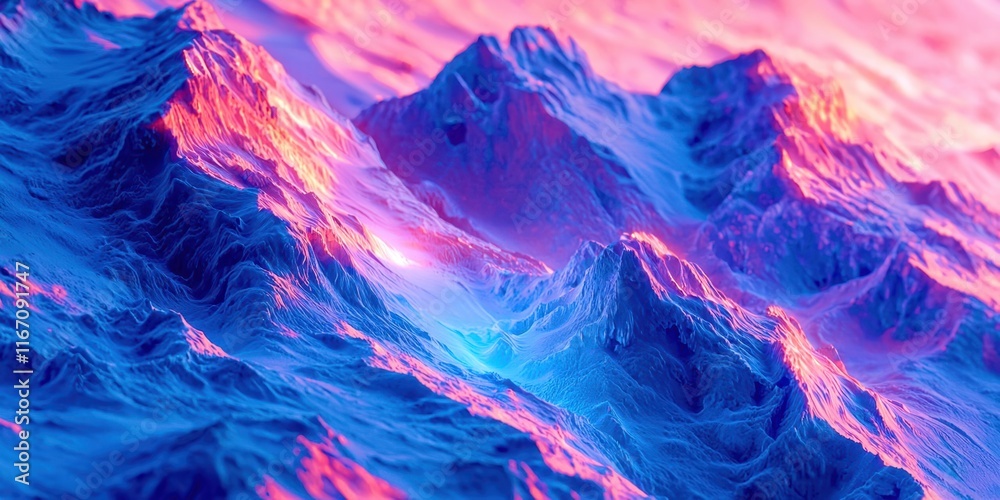 Poster mountain range with a blue ocean in the background