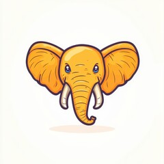 Cute and Colorful Cartoon Elephant Face with Big Ears and Playful Expression Ideal for Children&rsquo;s Projects, Educational Materials, and Fun Illustrations