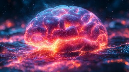 Fototapeta premium Glowing Brain Neural Network Abstract Art