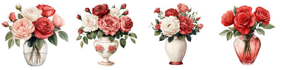 Fototapeta premium Elegant Floral Bouquets in Vases Beautiful Romantic Flower Arrangements