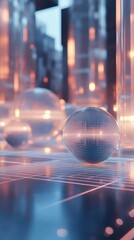 3D spheres of ai chatbots exchanging data on digital grid