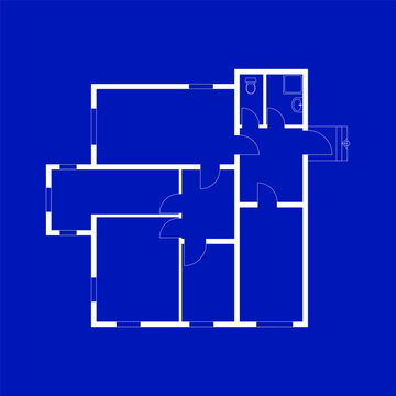 Blueprint floor plan of a modern apartment. Vector Illustration. Architectural  background.