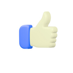 Thumbs up like icon 3d rendering isolated background