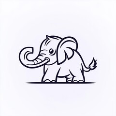 Obraz premium Cute Cartoon Elephant with a Playful Expression and Curled Tail, Perfect for Children’s Illustrations, Fun Designs, and Animal-Themed Projects