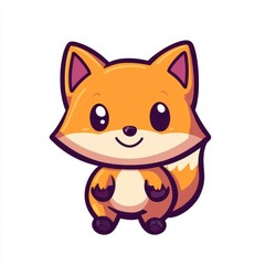 Cute Cartoon Fox Character with Big Eyes and Friendly Smile, Perfect for Children’s Illustrations, Educational Materials, and Fun Designs in Bright Colors