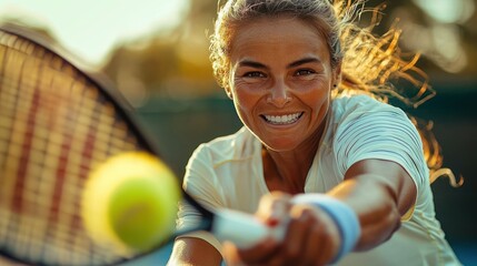 Energetic senior black woman serving tennis outdoors fit athletic elderly african american exercising dynamic game