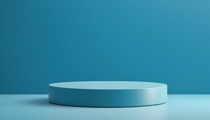 A blue stage with a spotlight on it and a blue background with a spotlight S3