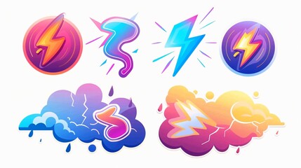Colorful Lightning Icons Collection for Creative Projects