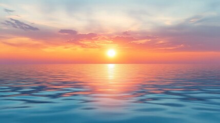 Obraz premium Vibrant sunset over calm ocean water.