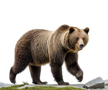 Majestic Brown Bear Strolling Against a transparent Background
