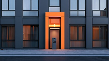 3D Render of a Modern-Looking Commercial Front Door with Metal Frame

