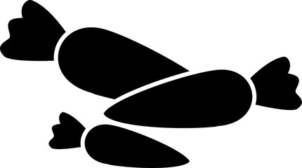 Carrot with leaves clipart.
Simple carrot vegetable black silhouette.
Transparent background.