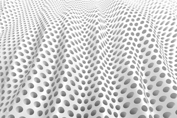Abstract wave pattern with perforated surface for design inspiration. 3d render