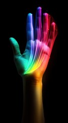 Rainbow gradient with neon accents on dark background