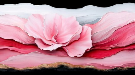 Obraz premium Pink Flower Abstract Art Modern Floral Painting Wall Decor