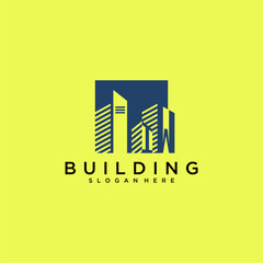 IW initial letter building logo for real estate with square design