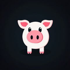 Fototapeta premium Cute and Playful Cartoon Pig Character on Dark Background for Children's Books, Educational Content, or Fun Illustrations in Various Formats