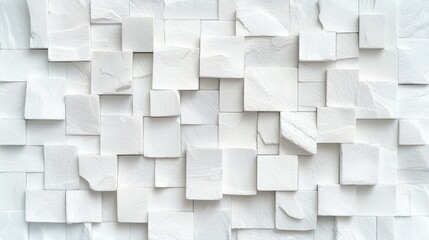 White Stone Cube Wall Texture Background Modern Design Abstract Pattern