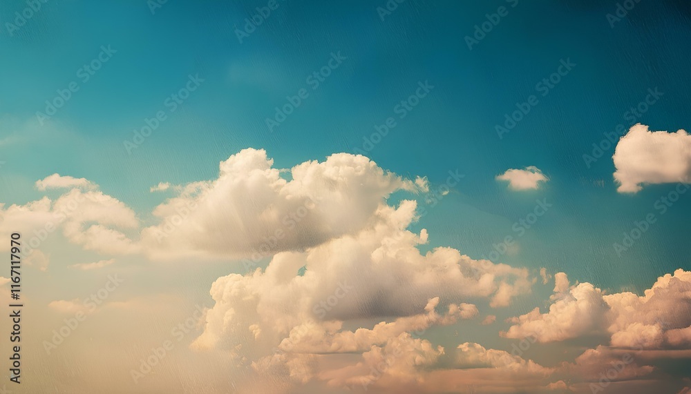 Poster vintage clouds sky background with copy space for add text.