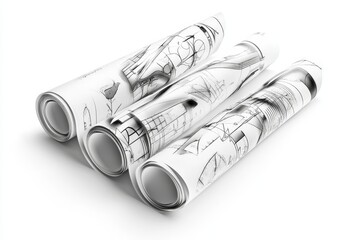 Blueprints on a white background  technical diagrams for architectural and construction planning