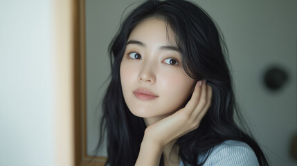 Portrait of a Young Korean Woman with Radiant Skin