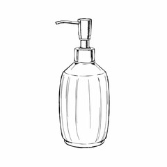 Hand-Drawn Dispenser Bottle: A minimalist, hand-drawn illustration of a classic dispenser bottle, perfect for adding a touch of vintage charm to your designs.  