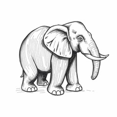 Obraz premium Majestic Elephant Sketch: A detailed hand-drawn illustration of an African elephant, showcasing its powerful presence and gentle nature. Perfect for nature lovers, wildlife enthusiasts.