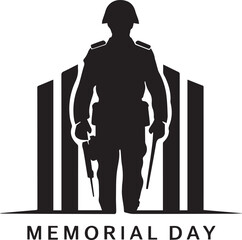 Memorial Day icon silhouette vector with white background