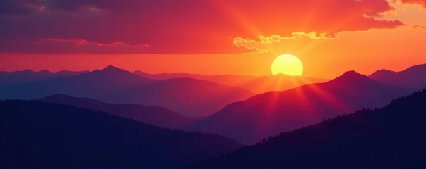 Silhouetted mountains against a breathtaking sunset , calm, pink