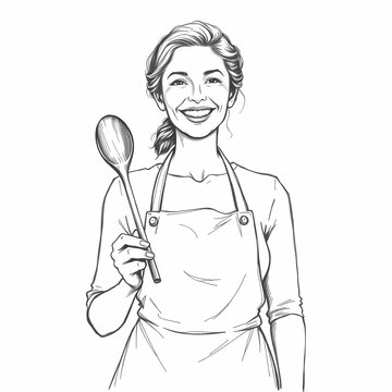 recommend clip art: Smiling Chef Woman with Wooden Spoon 