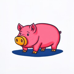 Obraz premium Adorable Cartoon Pig Character with Bright Pink Color, Friendly Expression, and Cute Features Ideal for Children's Products, Illustrations, and Animal-Themed Designs
