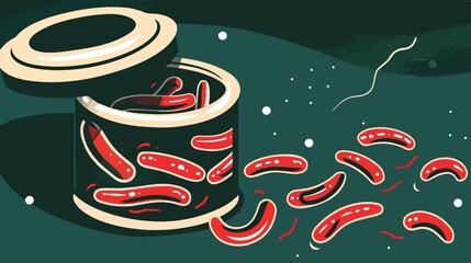 Opened Can of Worms Flat Vector Icon for App