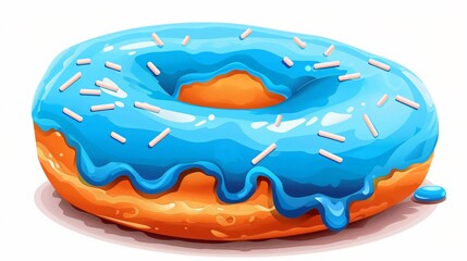 Fototapeta premium Vibrant Blue Glazed Donut - Sweet Bakery Confectionery Dessert Photography